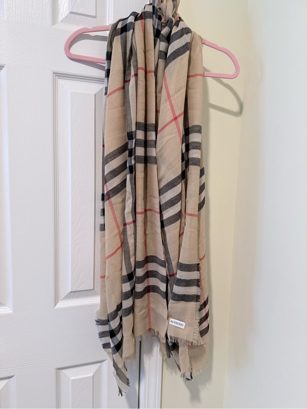 Burberry Lightweight Wool Scarf Sand/Archive Beige New Retail $520